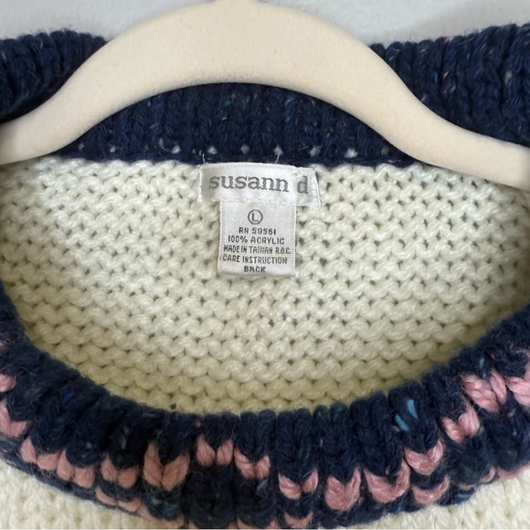 Cozy Knit Sweater - Pink and Navy - Picture 5 of 5